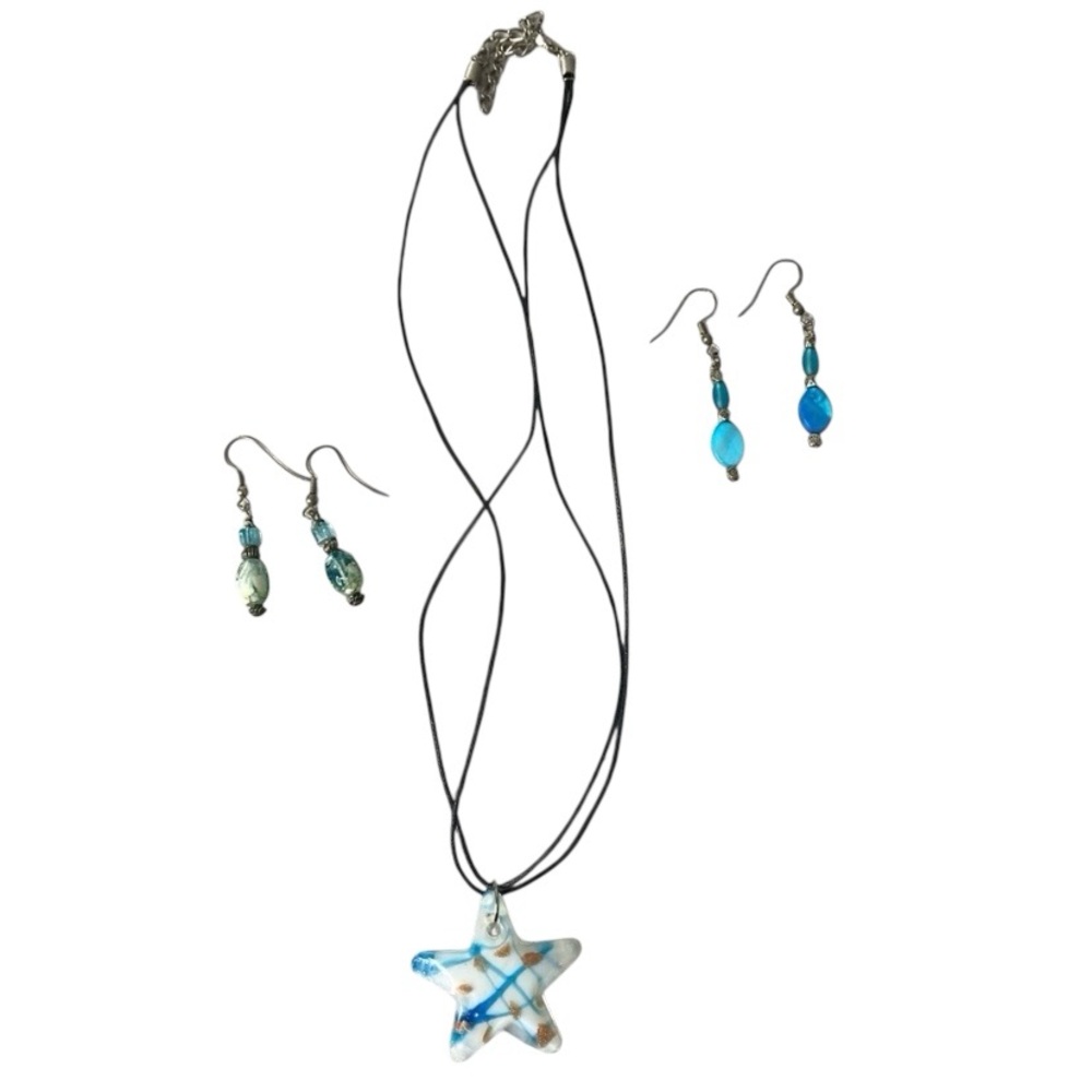 Star Necklace and Beaded Earrings Bundle